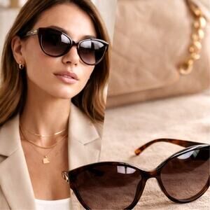 Retro Cat Eye Sunglasses Tortoise Brown Oversized Womens UV Protection